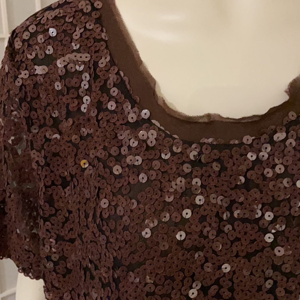 NWT Ready for Fall - Alberto Makali Brown Sequin Top XL